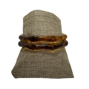 TORTOISE SHELL ACRYLIC BANGLE BRACELET Womens Amber Brown Translucent Stackable